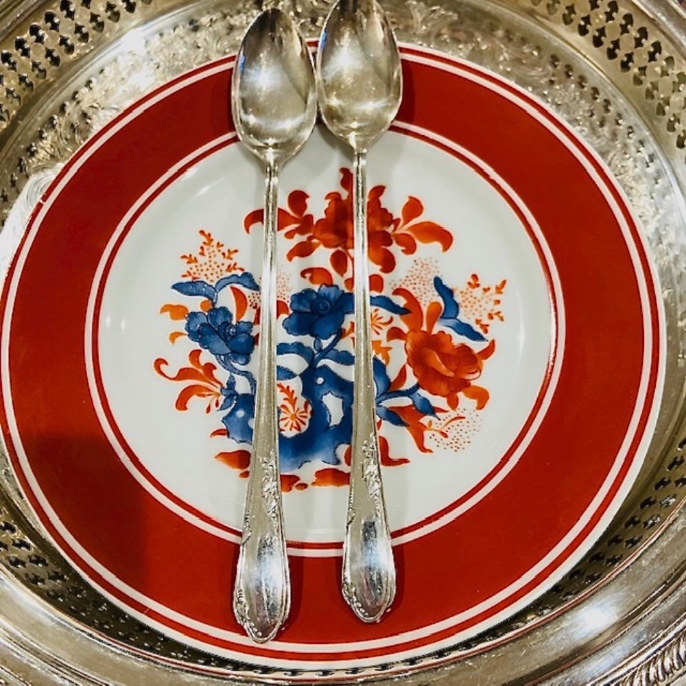 F3-Vintage Silverplate Iced Tea Spoons Meadowbrook Pattern